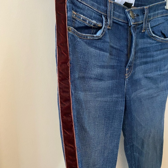 CURRENT ELLIOTT MAROON TUXEDO SUEDE STRIPE ANKLE SKINNY JEANS SIZE 24 - Picture 4 of 7